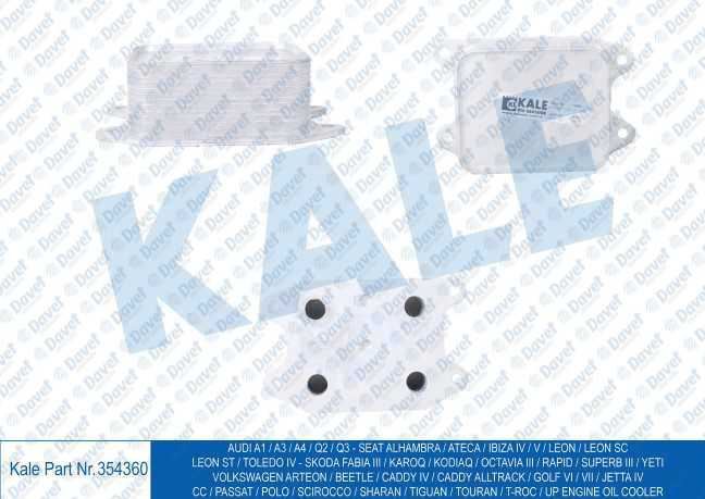 KALE 354360 Yag Sogutucu Audi A1 / A3 / A4 / Q2 / Q3 - Seat Alhambra / Ateca / Ibiza Iv / V / Leon / Leon Sc / Leon St / Toledo Iv - Skoda Fabia Iii / Kodiaq / Octavia Iii / Rapid / Superb Iii / Yeti - Volkswagen Arteon / Beetle / Caddy Iv / Caddy Alltrack / Golf Vi